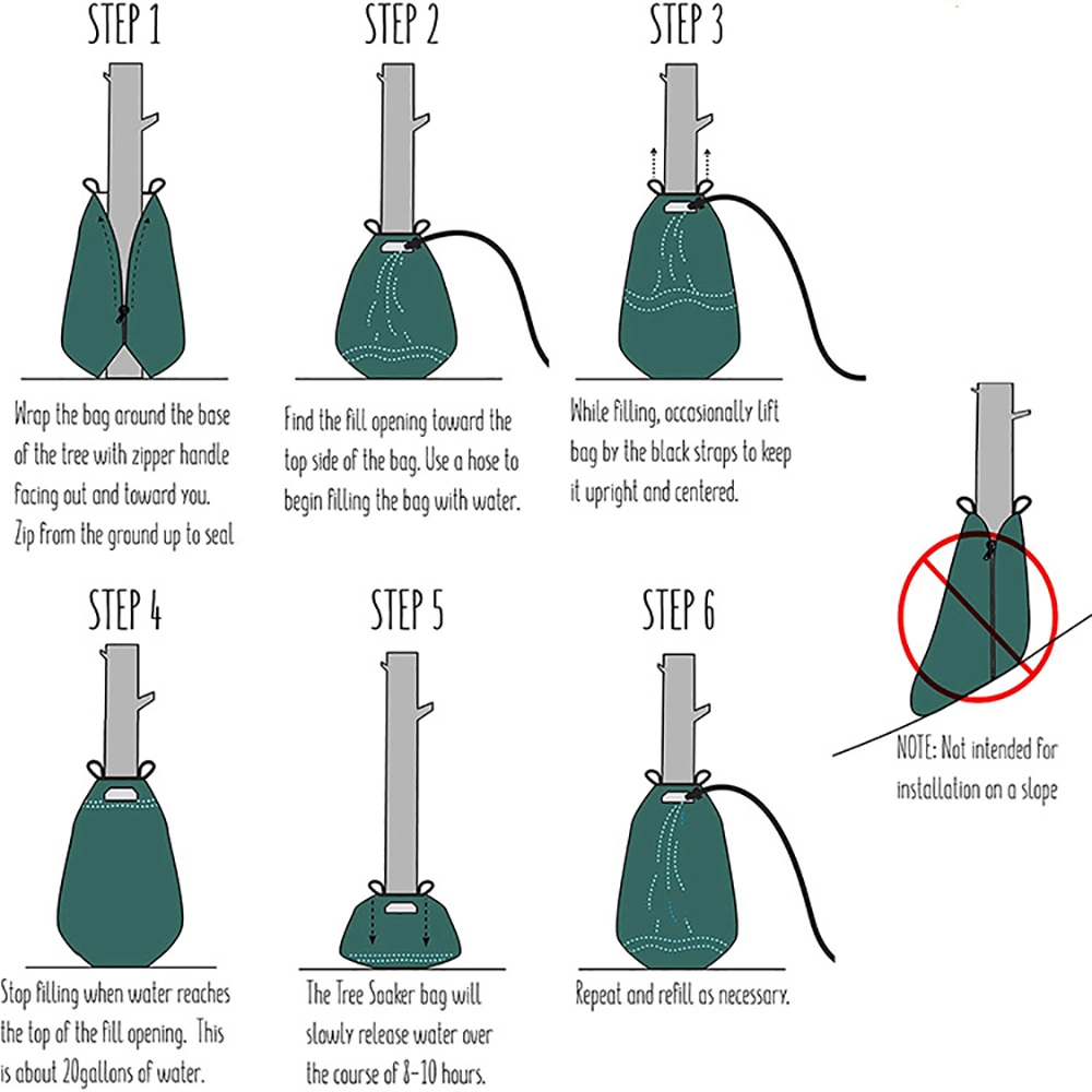 Tree Watering Bag 3 Pack 20 Gallon Slow Release Watering Bag for Trees and Plants, Made of Heavy-Duty PE Tarpaulin Material with Zipper-up Bl21745