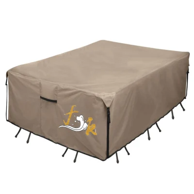 Cubierta protectora impermeable para muebles de exterior de tela Oxford 600d personalizada para mesa y silla