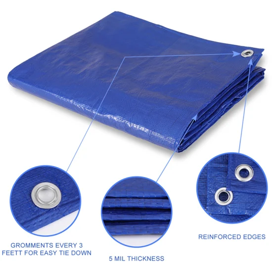 Impermeable 100% resistente a los rayos UV PE Poly Tarp Cover Brown Tarapulin para automóviles Barcos Cubierta de construcción